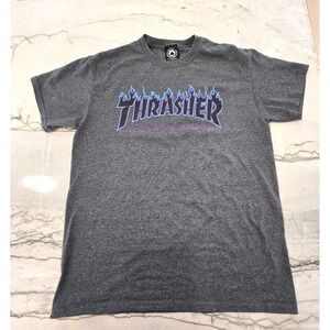 Thrasher‎ Magazine Shirt Mens Medium Gray Flame Logo Skateboarding T-Shirt Tee